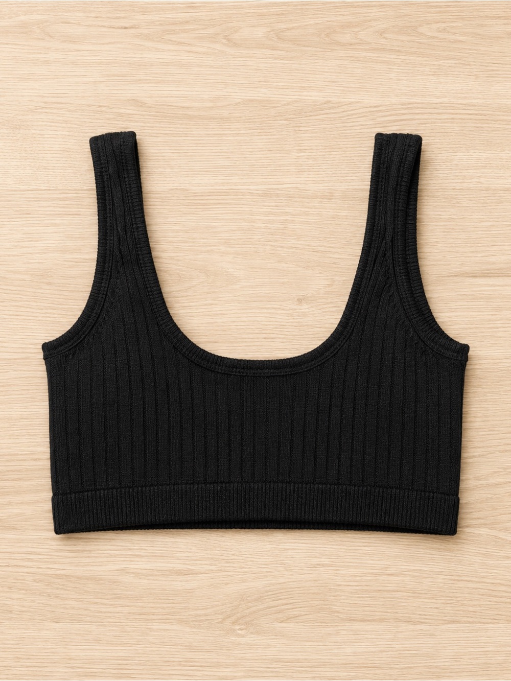 Bershka Black Ribbed Crop Bralette